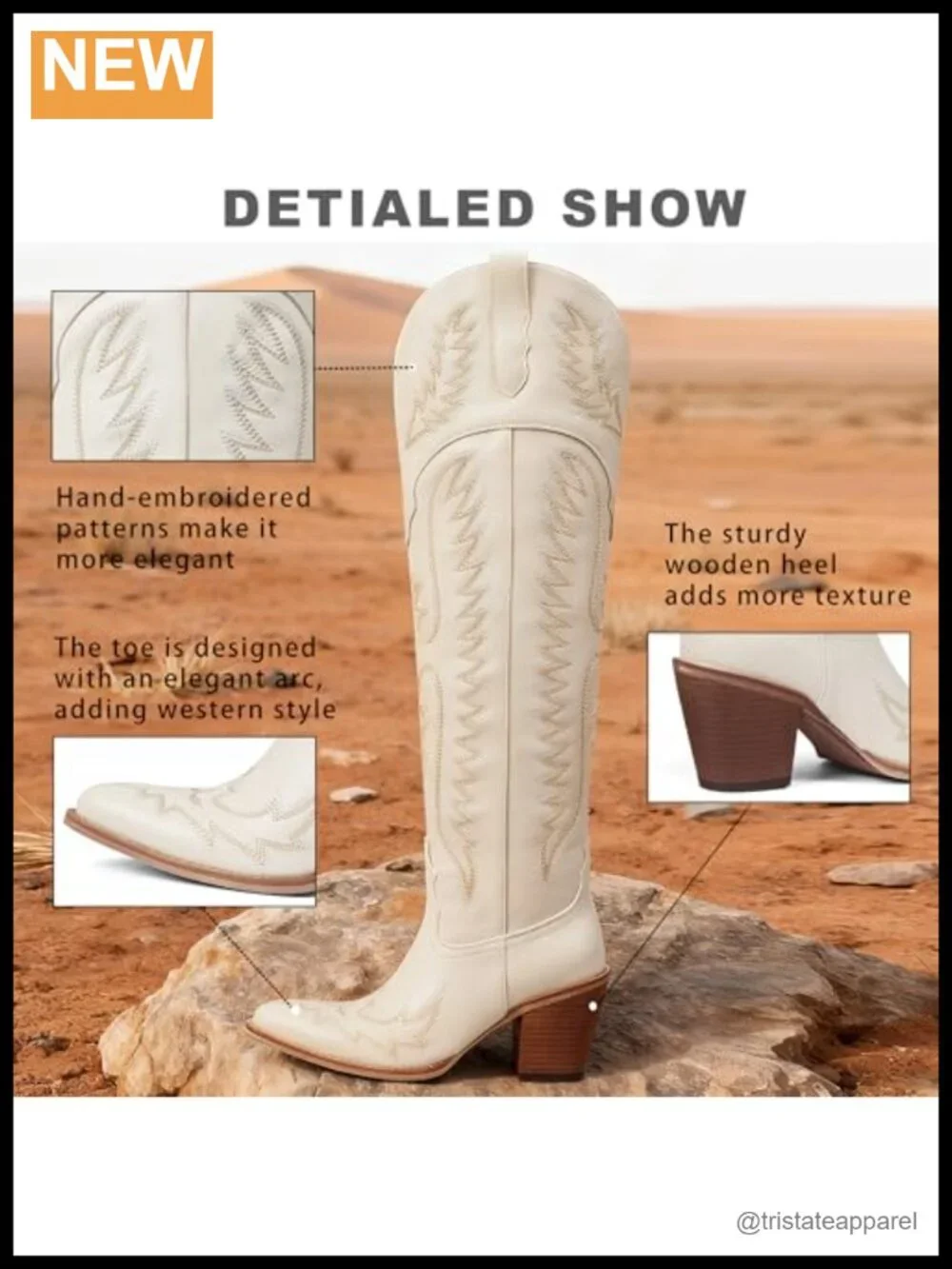 Over Knee Cowgirl Boots Women Western Tall Pointed Toe Block Heel
